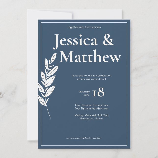 Slate Grey Rustic Chic All-in-One Wedding Invitation (Front)
