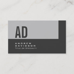 Slate Grey Stripe Monogram Stylish Business Card