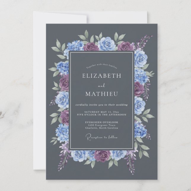 Slate Grey Sublime Winter Wedding Invitation (Front)