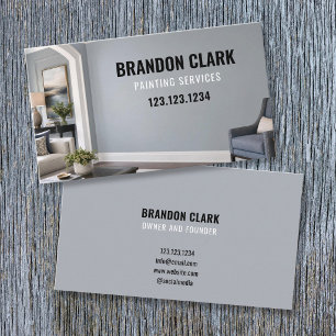 Slate Grey Toned Living Room Interior Painting Business Card