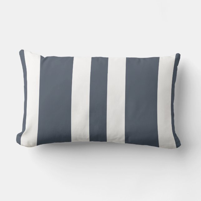 Slate Grey & White Stripe Lumbar Pillow Gift (Front)