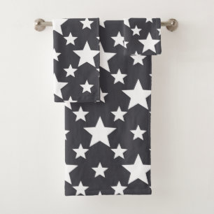 Slate Grey With White Stars Bath Towel Set