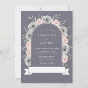 Slate Lavender Moody Winter Wedding Invitation