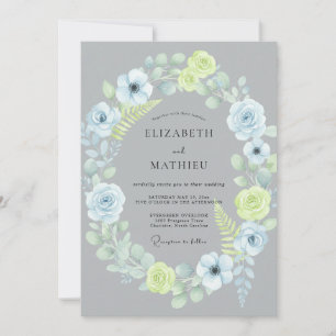 Slate Lemon Wreath Wedding Invitation