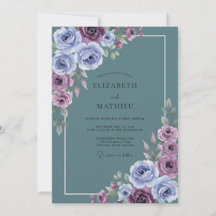 Slate Lilac Blossom Wedding Invitation