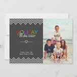 Slate Look Holiday Wishes Photo Greeting Flat Card<br><div class="desc">Slate look photo greeting flat card "holiday wishes" in colourful text with fun zig zag pattern.</div>