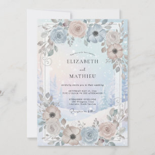 Slate Mauve Anemone Wedding Invitation