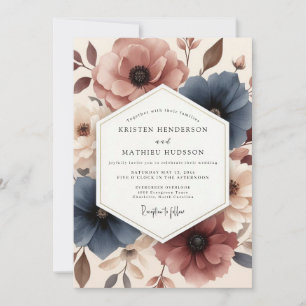 Slate Mauve Watercolor Wedding Invitation
