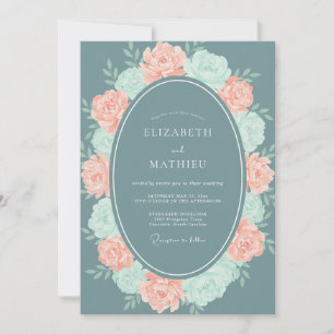 Slate Mint Ranunculus Sage Wedding Invitation