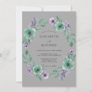 Slate Mint Ranunculus Soft Eucalyptus Wedding Invitation
