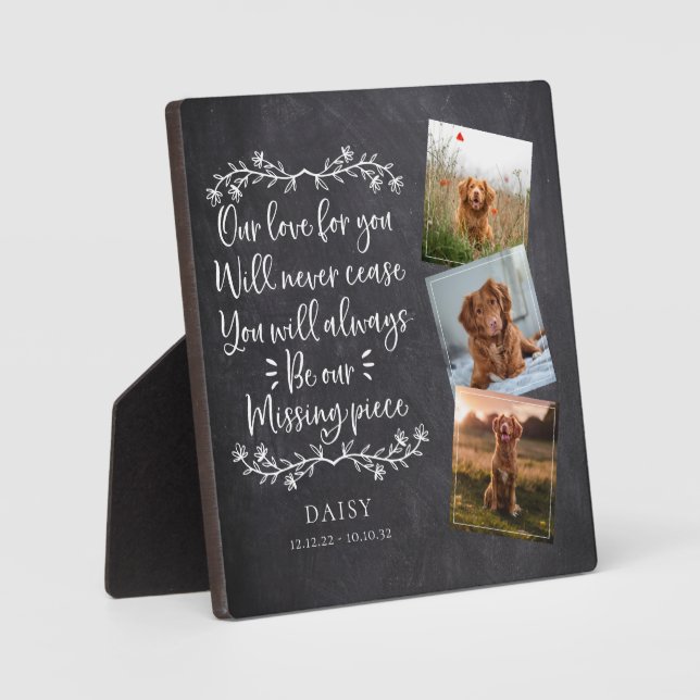 Slate Missing Piece Photo Collage Pet Memorial Plaque (Front)
