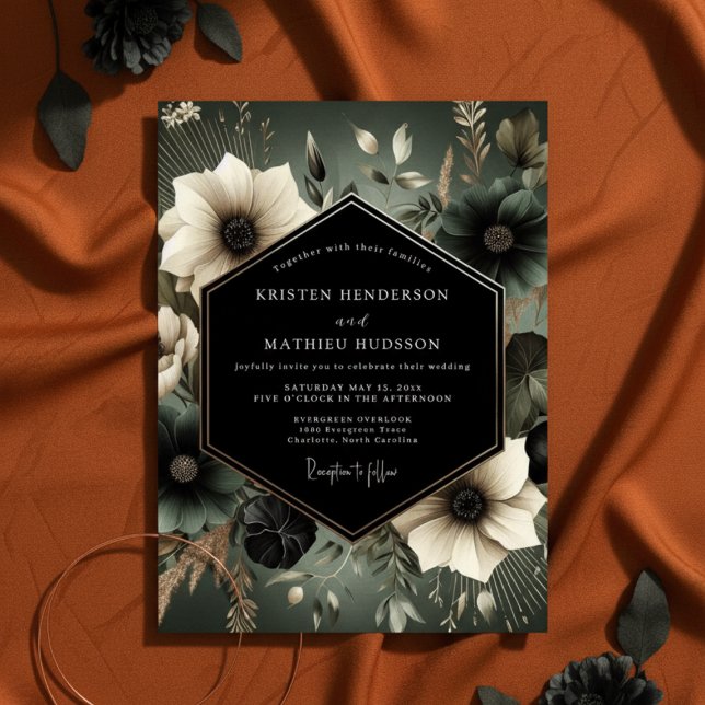 Slate Moody Bloom Wedding Invitation (Creator Uploaded)