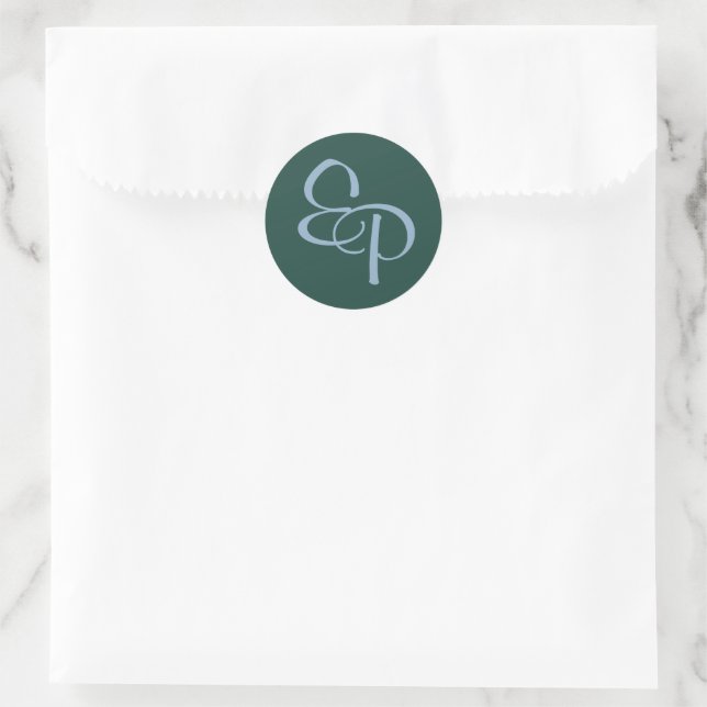 Slate on Forest Script Monogram Envelope Seal (Bag)