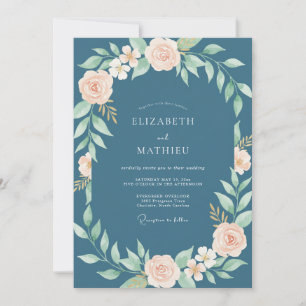 Slate Pale Petal Wedding Invitation
