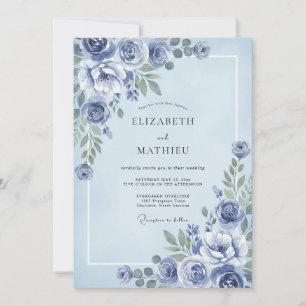 Slate Petal Wedding Invitation