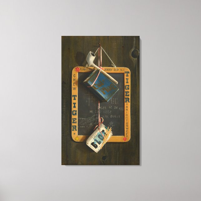 Slate, Pipe, Tobacco and Box of Matches Canvas Print (Front)