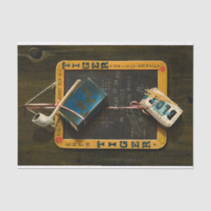 Slate, Pipe, Tobacco, and Box of Matches Tissue Paper