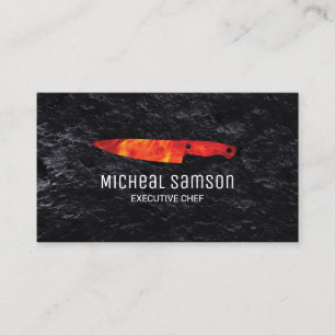 Slate Rock   Fire Knife   Executive Chef Business Card