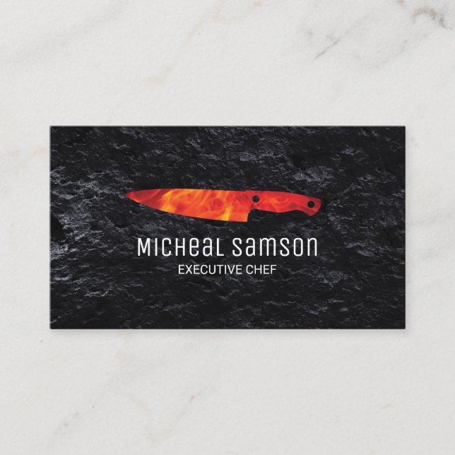 Slate Rock | Fire Knife | Executive Chef Business Card (Front)
