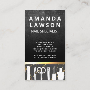 Slate Rock   Gold Metallic Trim   Manicure Tools Business Card