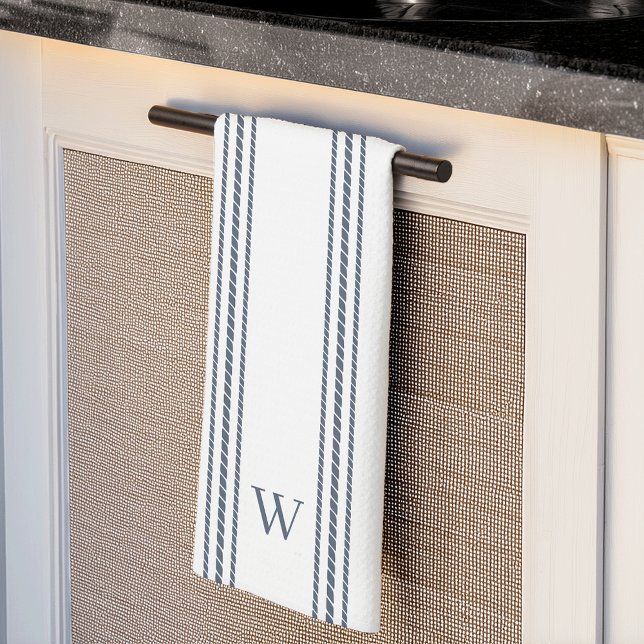 Slate | Rope Stripe Monogram Tea Towel (Creator Uploaded)