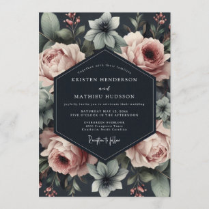Slate Rose Dramatic Wedding Invitation