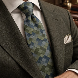 Slate Sage Geometric Argyle Tie