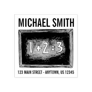 Slate School Chalkboard Math Teacher Class Address Rubber Stamp