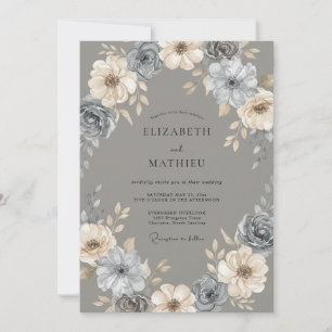 Slate Soft Champagne Painted Wedding Invitation