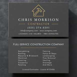 Slate Stone Gold Modern Building Construction  Business Card