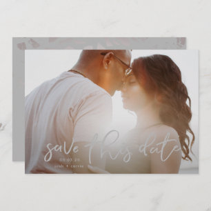 Slate Stone Grey Photo Classic Calligraphy Save The Date