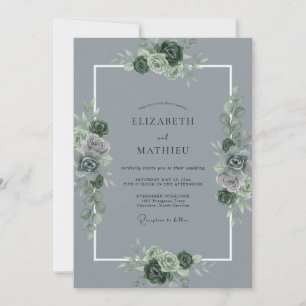 Slate Succulent Eucalyptus Wedding Invitation