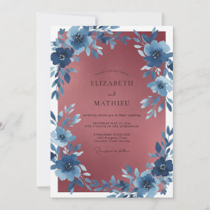 Slate Terracotta Anemone Wedding Invitation