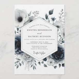 Slate Umbral Anemone Wedding Invitation