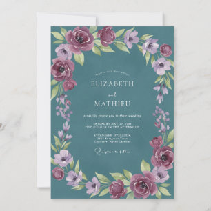 Slate Violet Painted Wedding Invitation