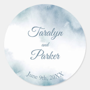 Slate Watercolor Abstract Frame Classic Round Sticker