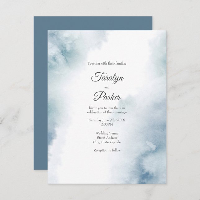 Slate Watercolor Abstract Frame Invitation (Front/Back)