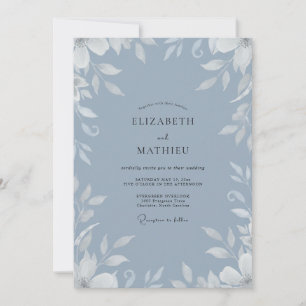Slate White Foliage Eucalyptus Wedding Invitation