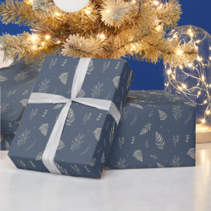 Slate   Winter Laurel Pattern Wrapping Paper