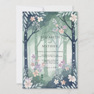 Slate Woodland Forest Eucalyptus Wedding Invitation