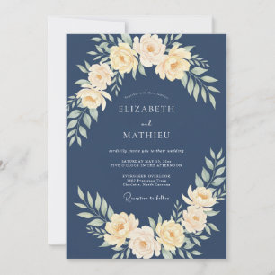 Slate Yellow Watercolor Wedding Invitation
