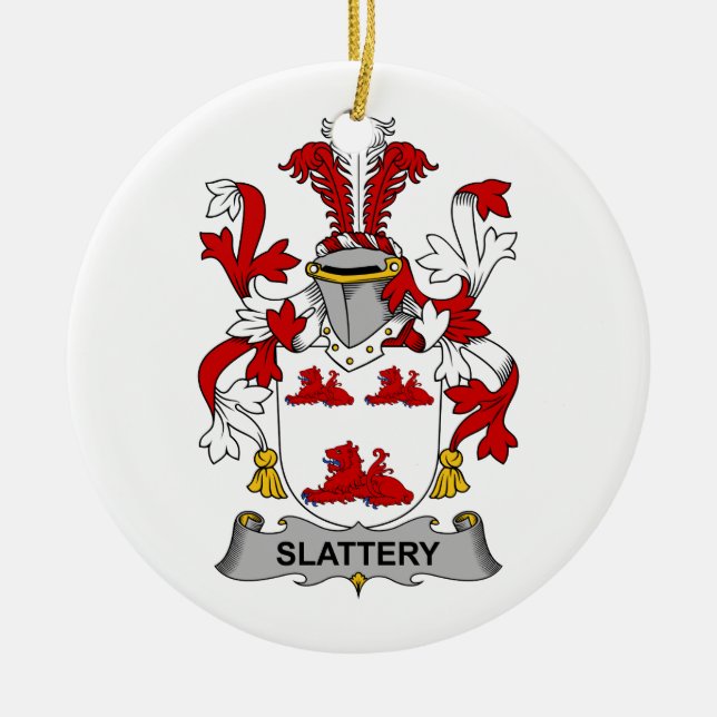 Slattery Family Crest Ceramic Tree Decoration (Front)
