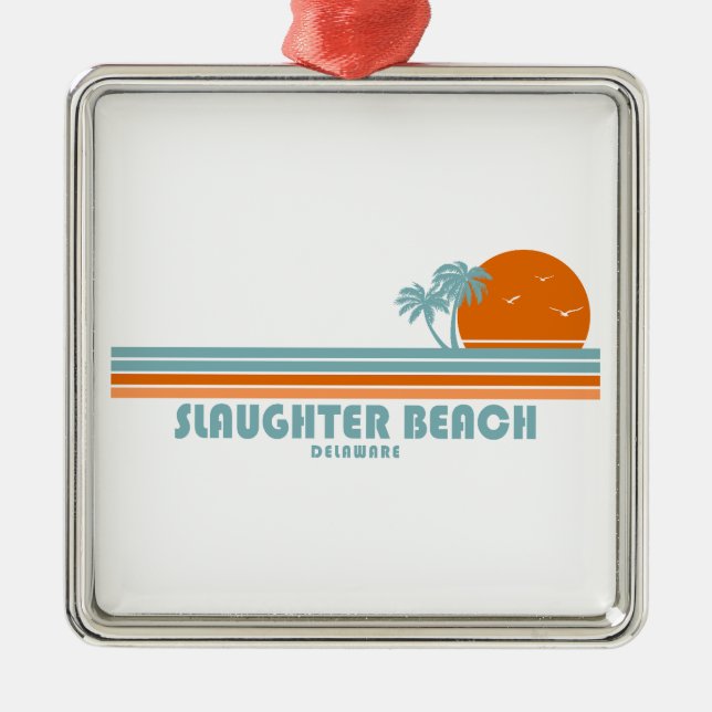 Slaughter Beach Delaware Sun Palm Trees Metal Tree Decoration (Front)