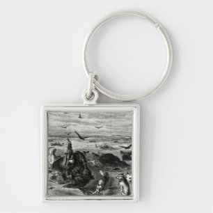 Slaughter of Buffaloes on the Plains Key Ring