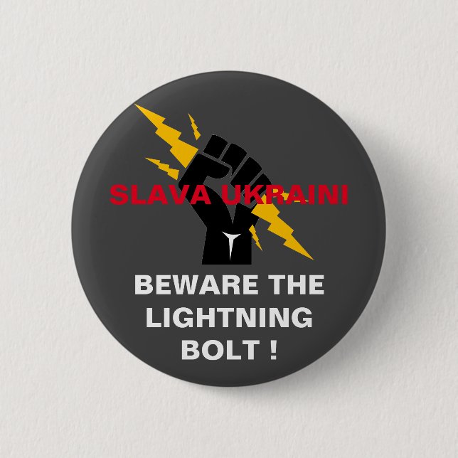 SLAVA UKRAINI    6 CM ROUND BADGE (Front)