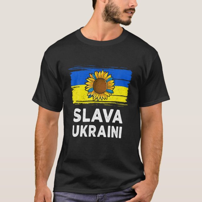 Slava Ukraini Glory To Ukraine Support Ukrainian F T-Shirt (Front)