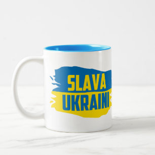 Slava Ukraini, Glory to Ukraine  Two-Tone Coffee M Two-Tone Coffee Mug