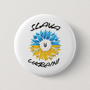 Slava Ukraini Glory Ukraine Sunflower Ukrainian Wo 6 Cm Round Badge