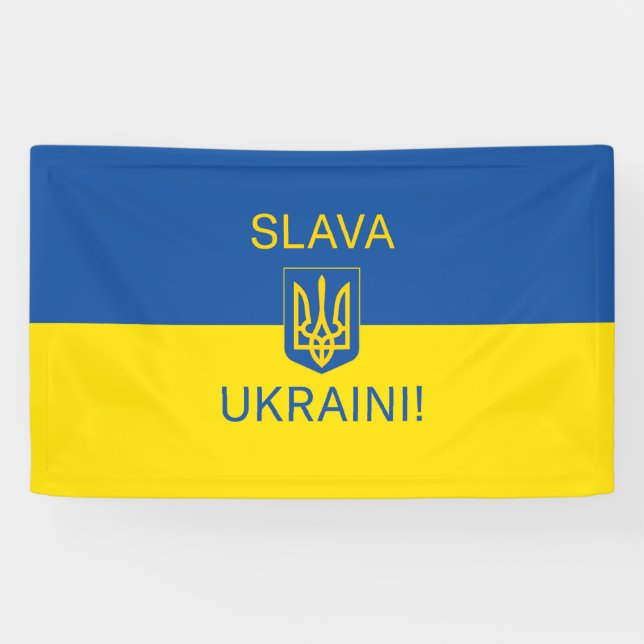Slava Ukraini glory Ukraine war peace symbol patri Banner (Horizontal)