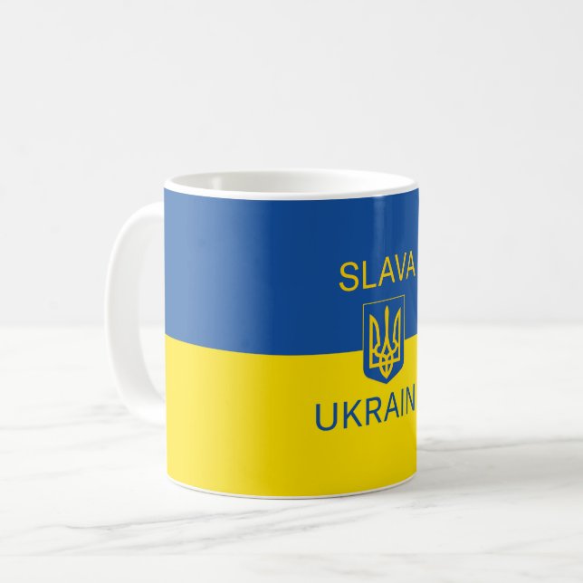 Slava Ukraini glory Ukraine war peace symbol patri Coffee Mug (Front Left)